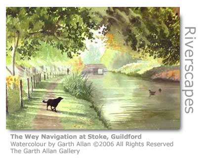 Garth Allan's Watercolour of the Wey at Stoke