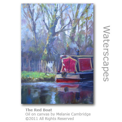The Red Boat - oils on canvas by Melanie Cambridge www.weyvalley.info