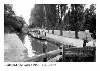 Guildford Millmead Lock on the River Wey 1955