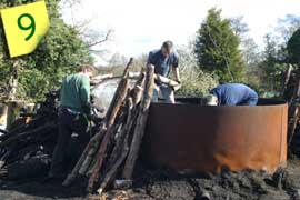 Loading logs into the kiln